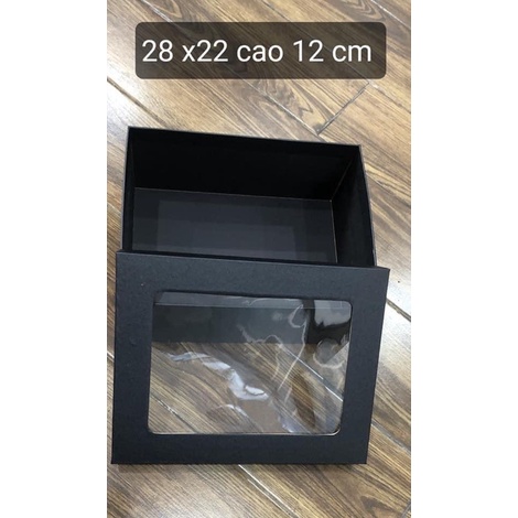 Hộp quà tặng nắp kính sang chảnh kích thước 28x22x12cm