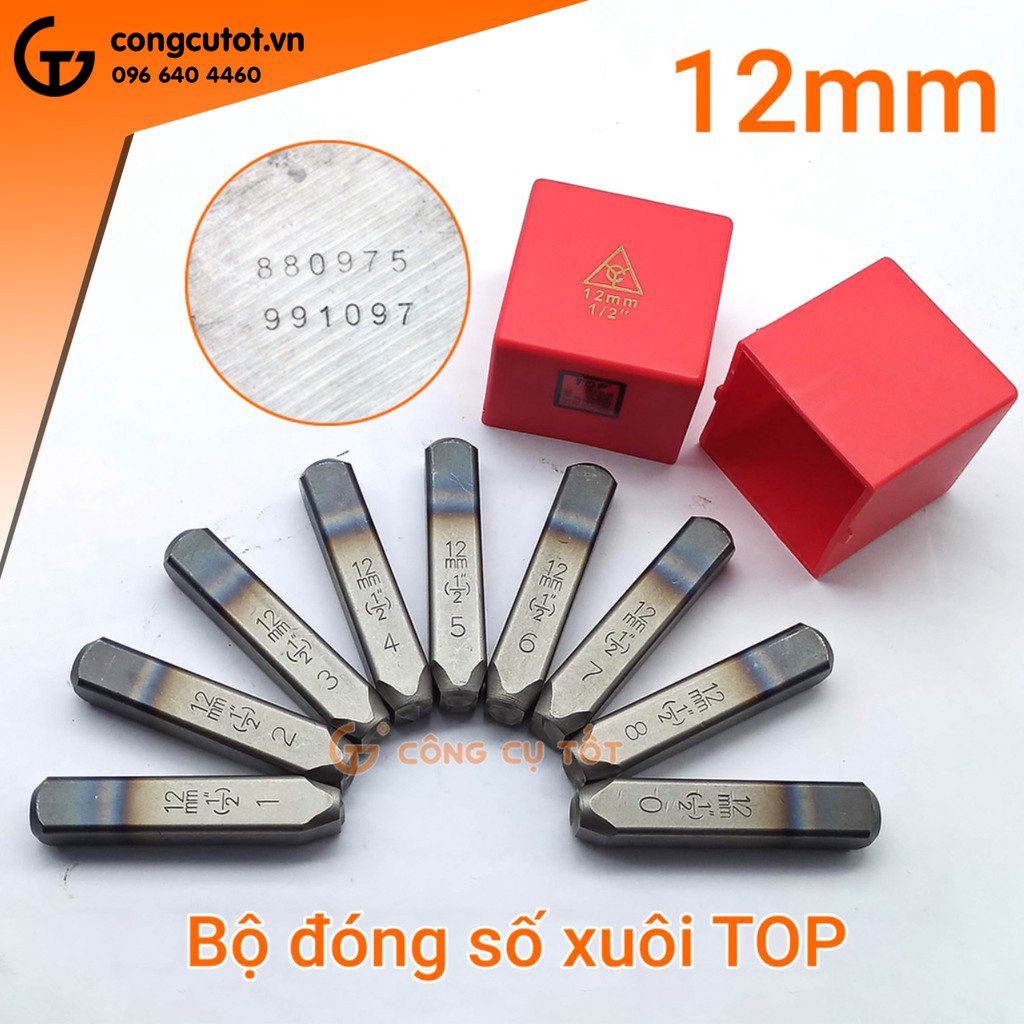 Bộ đóng số Xuôi TOP cỡ 12mm Thép Cr-V