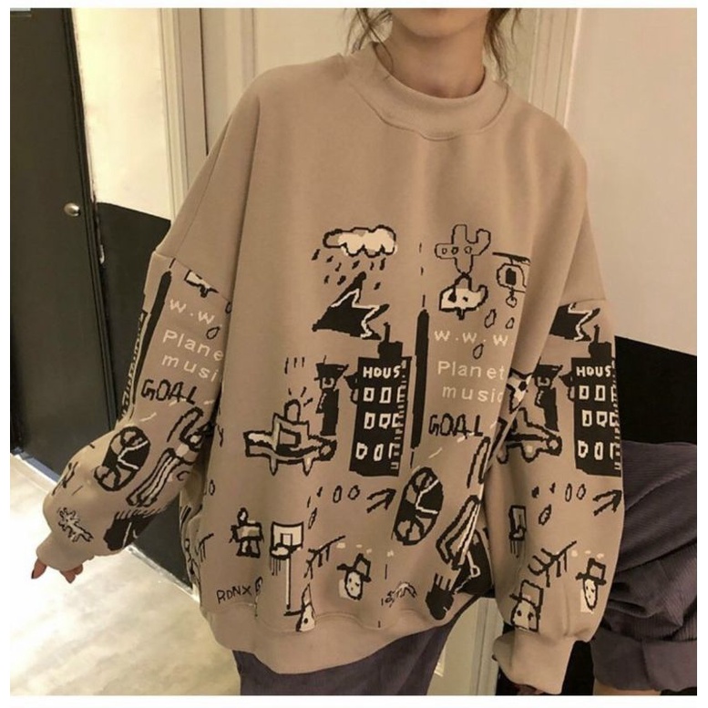 Áo nỉ sweater cổ tròn in hình cực đẹp.hangtotgiare98 | BigBuy360 - bigbuy360.vn