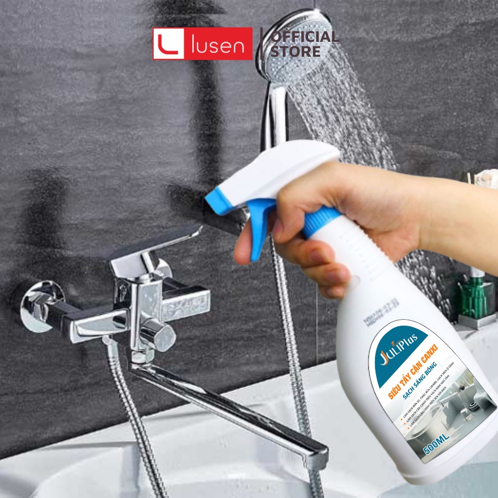 Tẩy cặn canxi nhà tắm Juli Plus, Tẩy rửa nhà vệ sinh vách kính chậu vòi INOX bếp ga. Chai 500ML