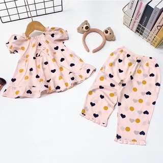Đồ bộ tole cho bé gái hàng xuất khẩu tay ngắn quần dài size từ 8 đến 35kg - Nghi Linh Baby