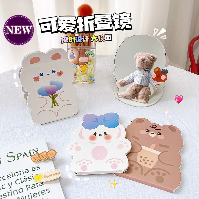 Hàng Có Sẵn Gương Gấp Để Bàn Phong Cách Hoạt Hình Dễ Thương Dành Cho Học Sinh Nữ
