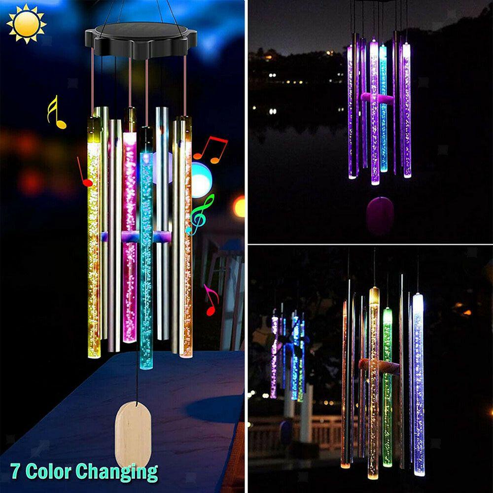 Chuông Gió Có Đèn Xoay Sử Dụng Năng Lượng Mặt Trời Trang Trí Sân Vườn