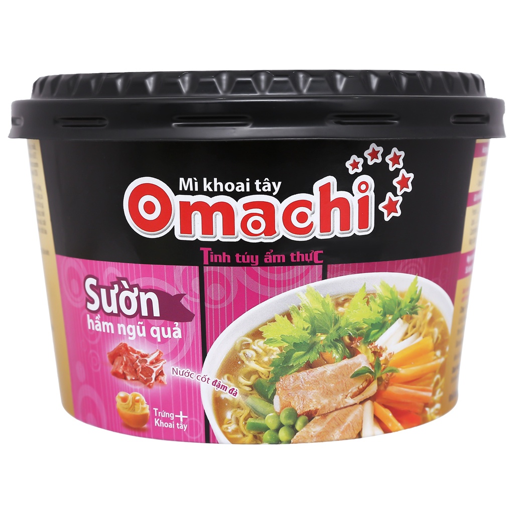 Mì OMACHI SƯỜN HẦM NGŨ QUẢ DATE MỚI - gói , hủ lớn , ly