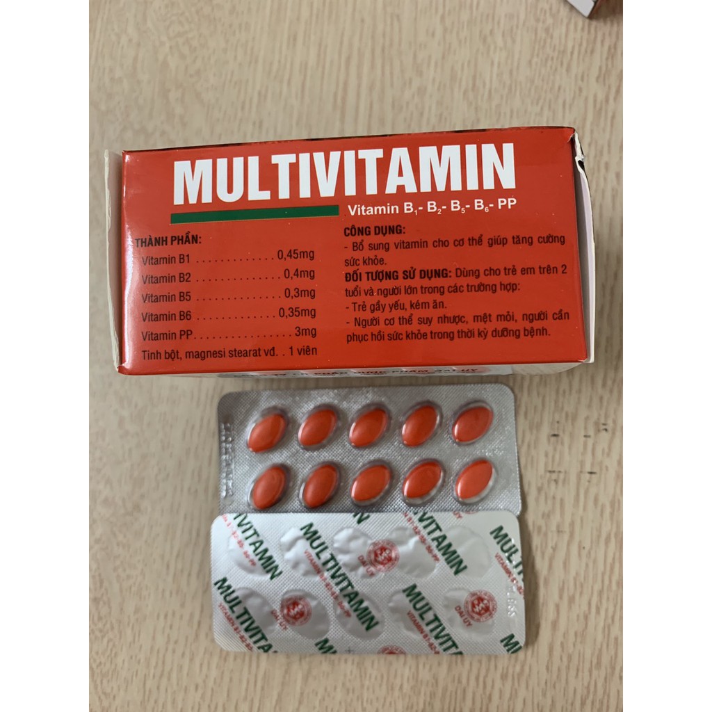 Multivitamin - Bổ sung Vitamin B1-B2-B5-B6-PP cho cơ thể- hộp 100 viên