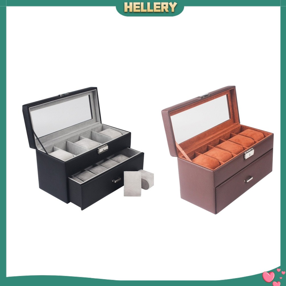 Hộp Đựng Đồng Hồ 2 Tầng 20 Ngăn Có Nắp Đậy Tiện Dụng