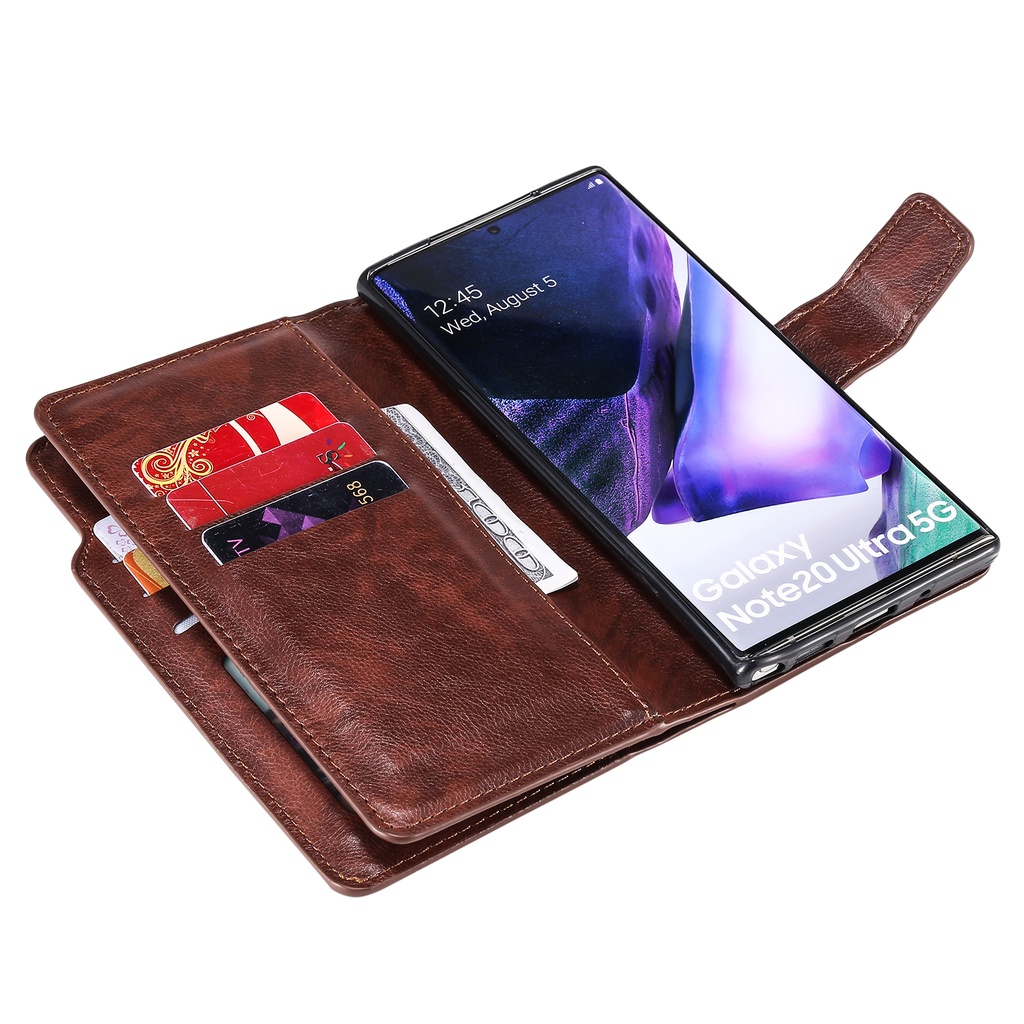 Bao da PU có ngăn đựng thẻ cho Samsung Galaxy Note 8 9 10 Flip 20 Ultra S10 5G