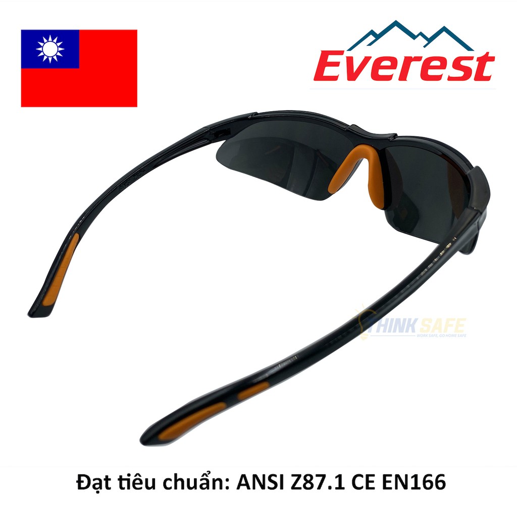 Kính bảo hộ Everest Thinksafe, che chắn bụi đi đường, ôm theo khuôn mặt, bảo vệ mắt đa năng chống tia UV - EV304 đen bạc