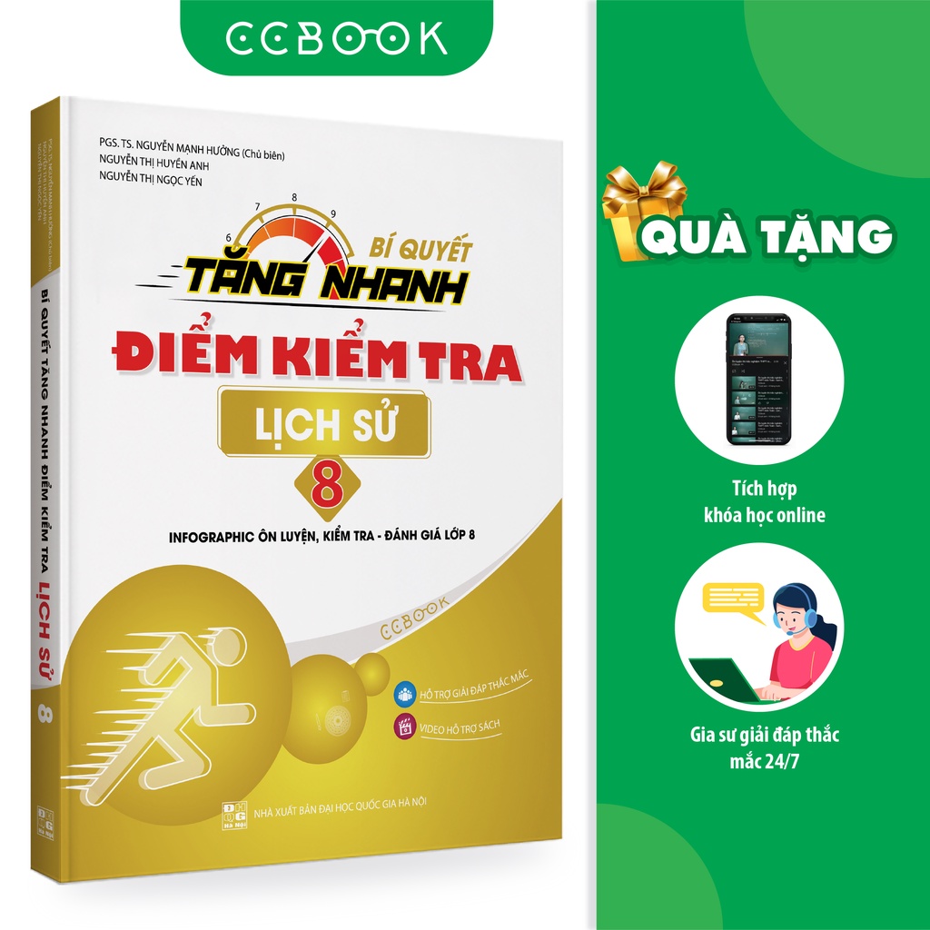 Sách - Bí quyết tăng nhanh điểm kiểm tra Lịch sử 8 - Tham khảo lớp 8 - Chính hãng CCbook