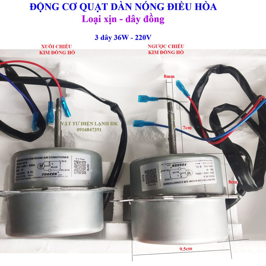 Motor điều hoà động cơ quạt cục nóng 220V-36w-3 dây loại tốt - dây đồng