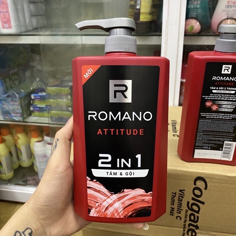 Dầu gội và Sữa tắm nam ROMANO hương nước hoa cao cấp chai 650ML