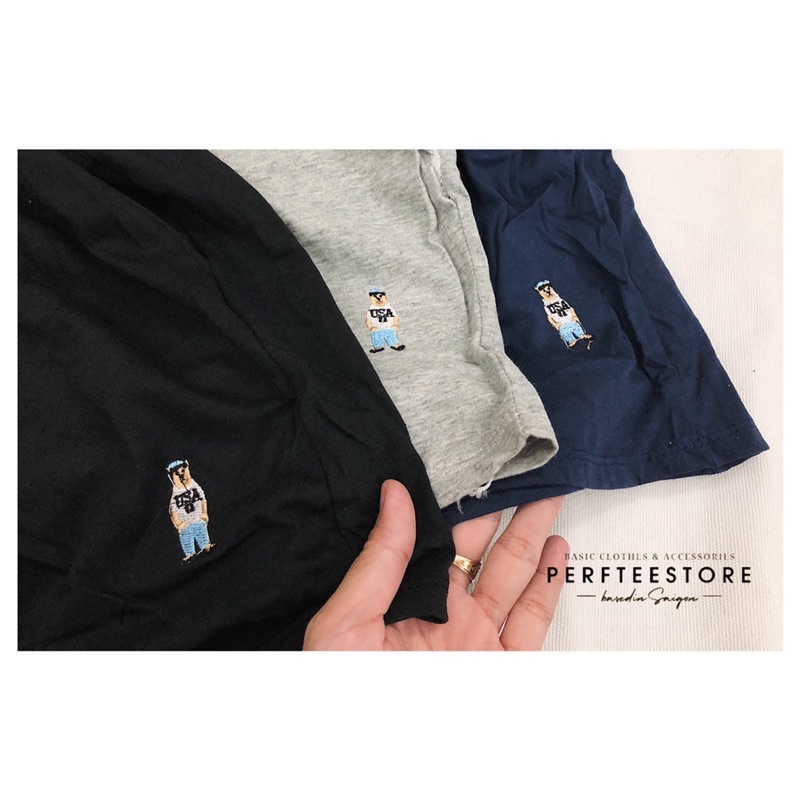 Quần short thun Gấu logo thêu chất thun cotton mềm mỏng mát dành cho nữ