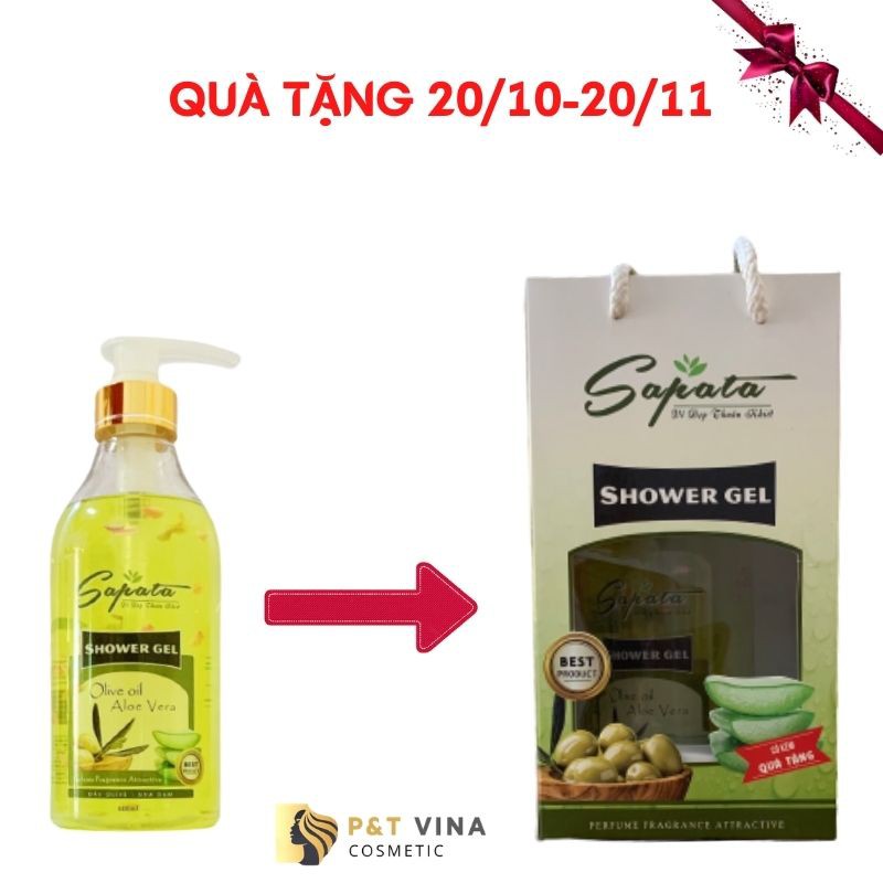 GEL TẮM HƯƠNG NƯỚC HOA SAPATA CHIẾT XUẤT OLIVE - NHA ĐAM - GEL TẮM OLIVE NHA ĐAM