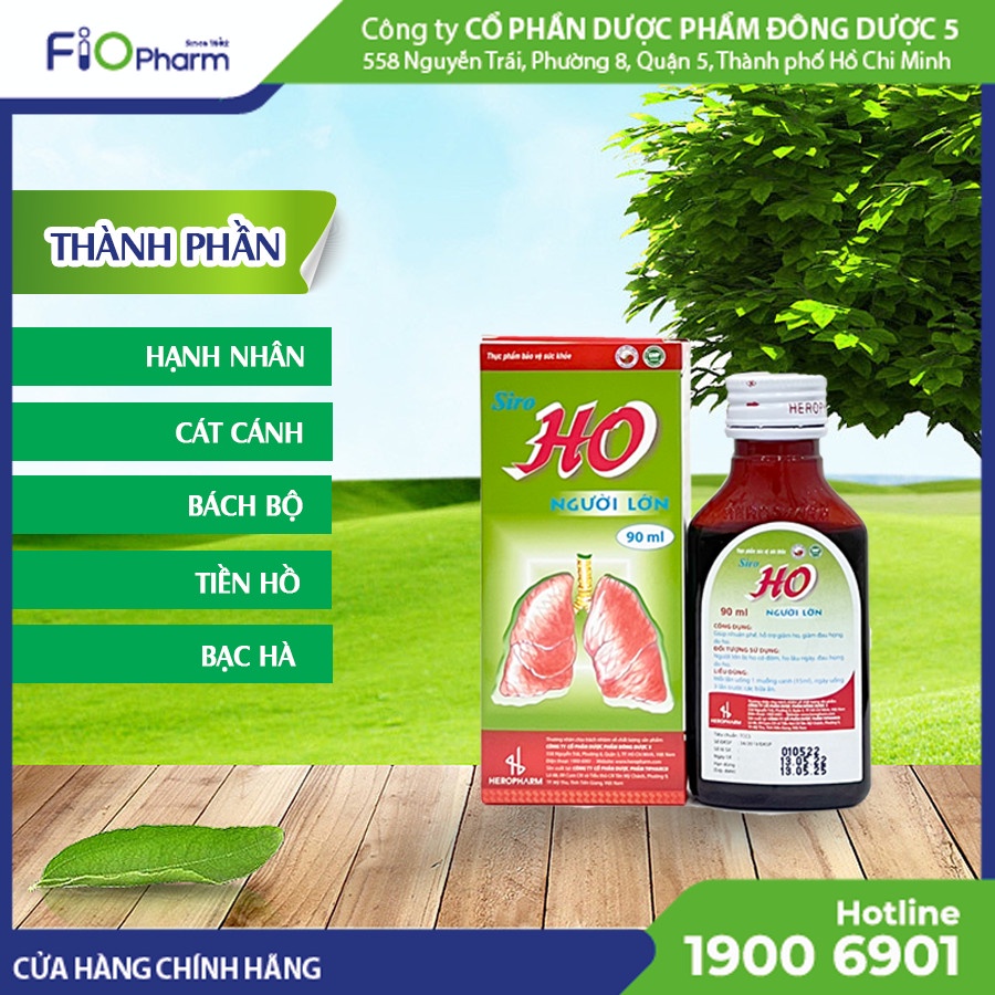 TPBVSK SIRO HO NGƯỜI LỚN, sản phẩm của CTy ĐÔNG DƯỢC 5, Người lớn bị ho có đờm, lâu ngày, đau họng, Hộp 1 chai 90ml