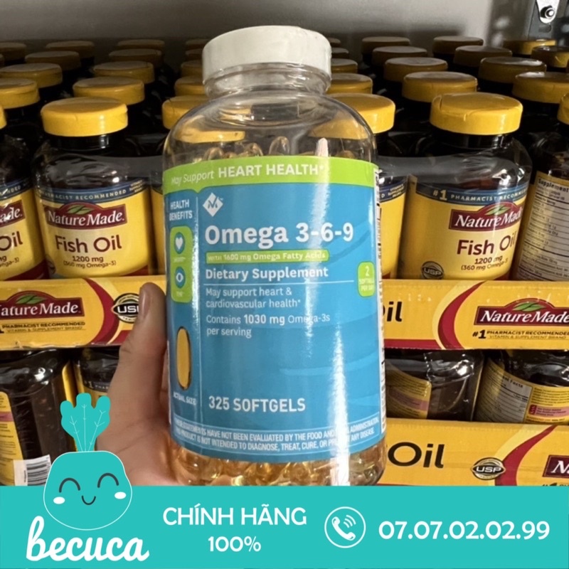 Omega 369, viên uống Omega 3-6-9 Heart Health 325 viên của Mỹ