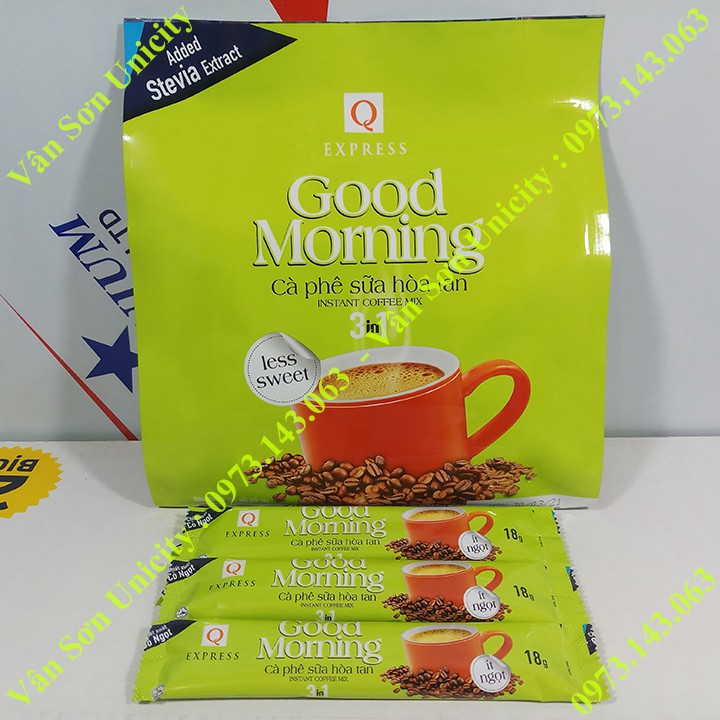 Cà phê sữa ít ngọt Good morning Trần Quang 432g (24 gói dài nhỏ * 18g)