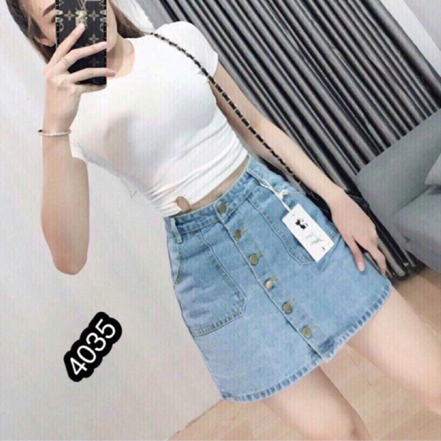 🍭[Form Rộng] Chân Váy Jeans 2 Túi Hông 4035-4036 | BigBuy360 - bigbuy360.vn