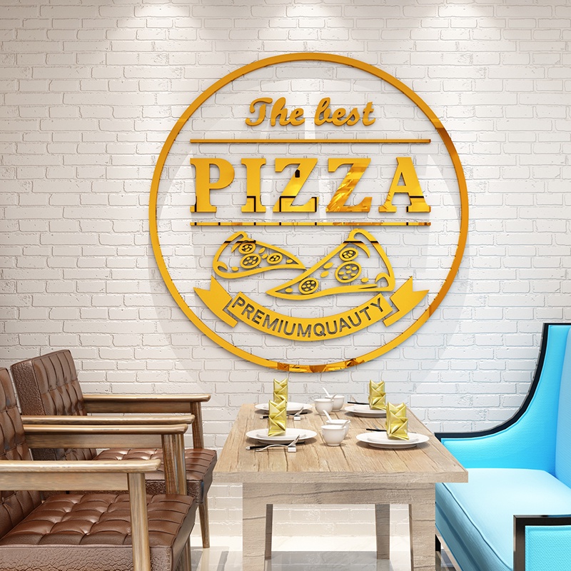 Tranh mica dán tường - Trang trí tường cửa hàng bánh pizza, nhà hàng đồ ăn nhanh, burger, gà rán