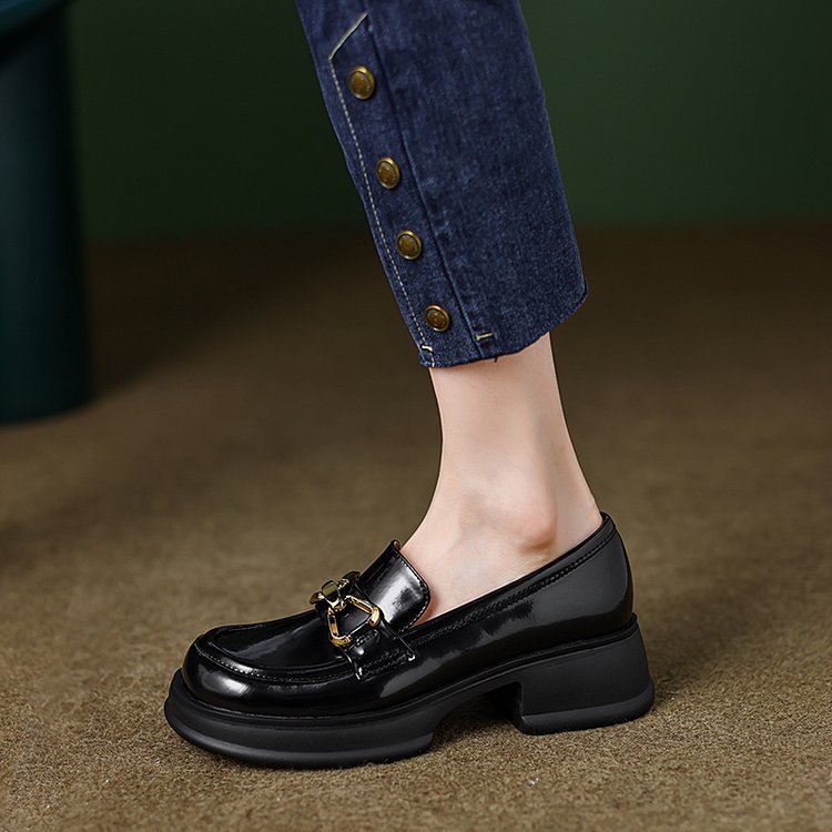 Giày IELGY từ da đế dày phong cách Pháp thời trang tùy chọn màu sắc dành cho nữ