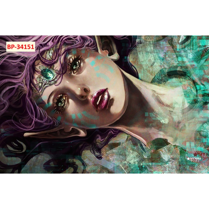 Tranh dán tường 3d hình cô gái trang trí tiệm nail,mi,spa,tóc,nhà hàng...