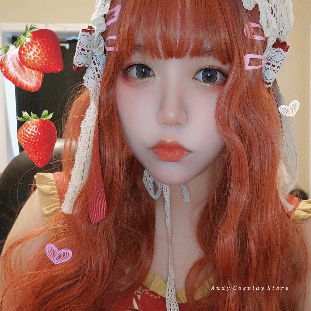 [CÓ SẴN] Wig teen/ tóc giả cam xoăn xù Aiden Alice Garden