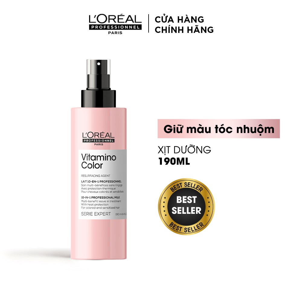 [New 2021] Xịt dưỡng chống nắng giữ màu tóc nhuộm l'oreal Serie Expert Vitamino Color 190ml