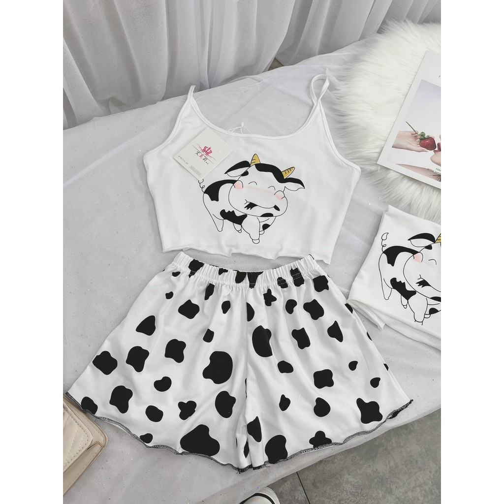 Bộ ngủ 2 dây bò sữa siêu hot