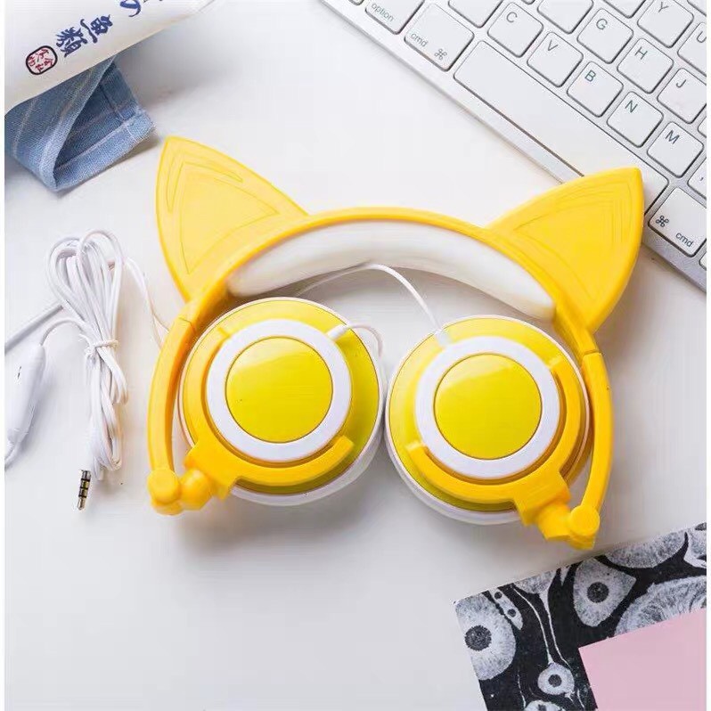 Tai Nghe Headphone Tai Mèo - TTLIFE Xinh Xắn - Có Đèn Led Siêu Cute