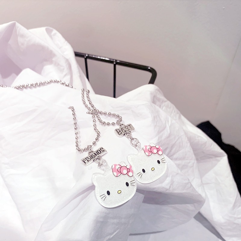 Dây chuyền hình mèo kitty hồng dễ thương cho nữ