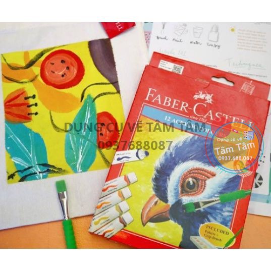 [ TÂM TÂM ]-Màu acrylic Faber Castell bộ 12 màu tuýp, ACRYLIC FABER CASTELL-