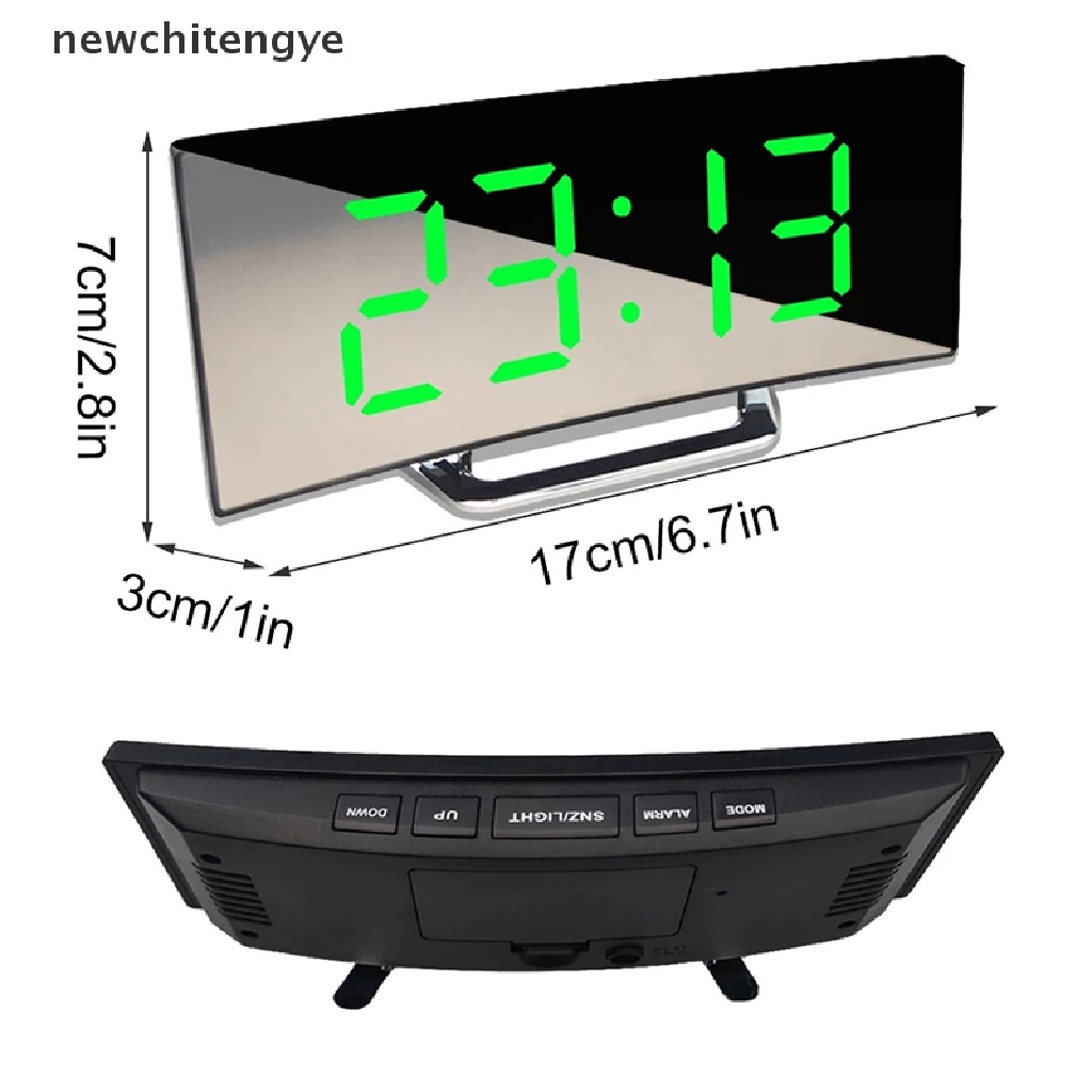 NCY 7 Inch Digital Alarm Clock Curved Dimmable Led Electronic Digital Desktop Clock Large Number Table Clock YE