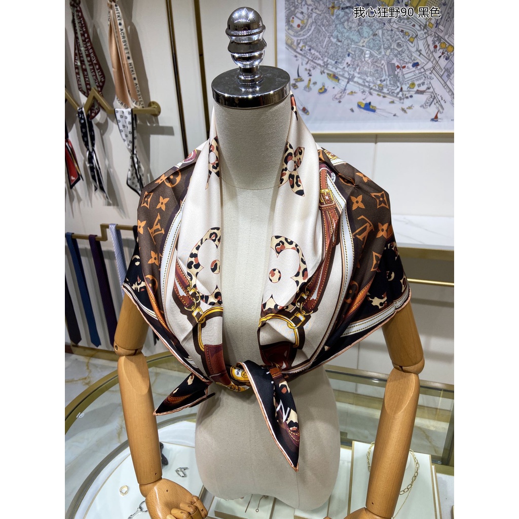 Khăn Choàng Cổ Vuông Bằng Lụa In Họa Tiết Sang Trọng Thời Trang Cho Nữ