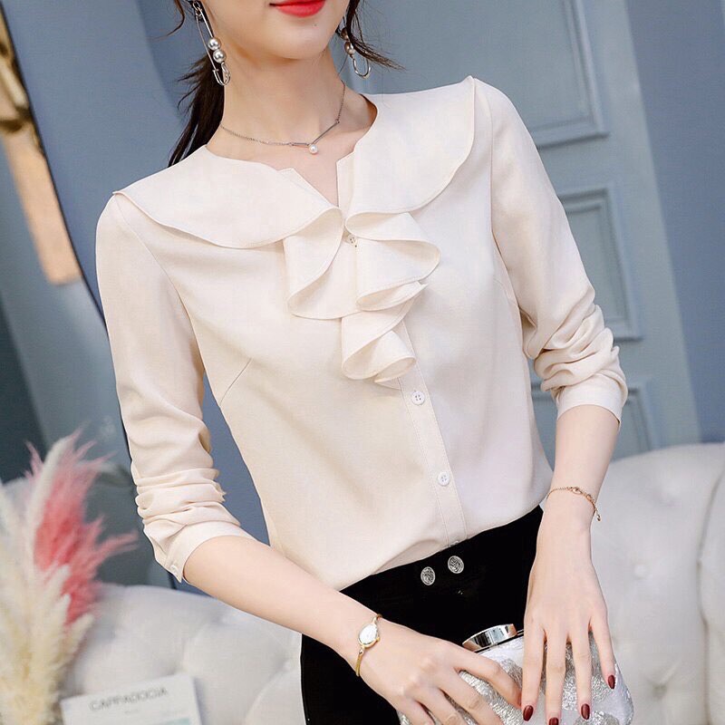 Áo sơ mi nữ cổ bèo dài tay phong cách Hàn Quốc mới🔥