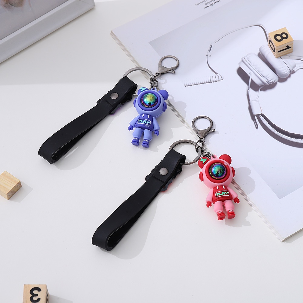 Móc Khóa Da PU Hình Gấu Dễ Thương