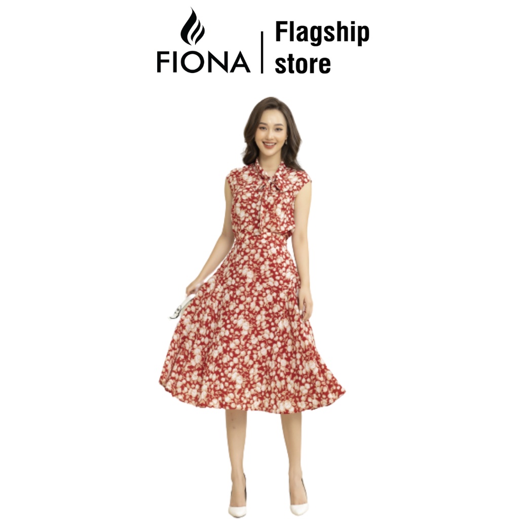 Áo Sơ Mi Nữ Fiona Sát Nách Họa Tiết Hoa Nhí Thắt Nơ Cổ Độc Đáo Chất Vải Chiffon Lụa Cao Cấp F552024