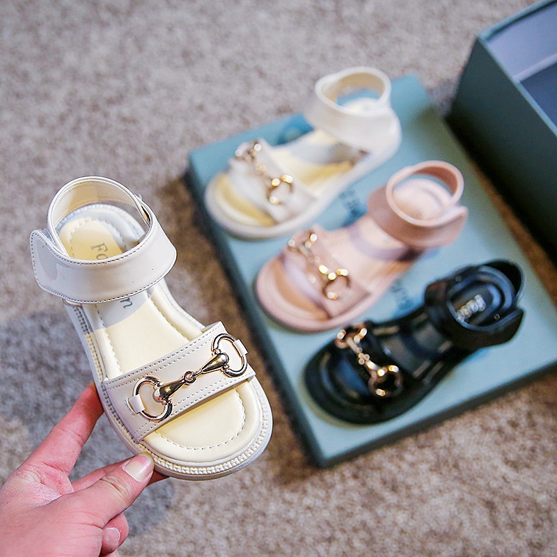 Giày sandal đế mềm chống trượt thoải mái màu trơn xinh xắn dành cho bé gái 3-16 tuổi