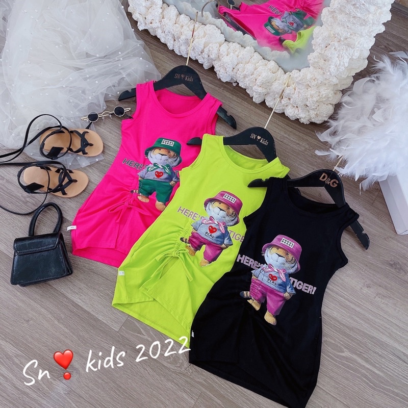[VÁY BÉ GÁI] Váy hổ rút dây 3 màu xinh xỉu cho bé gái