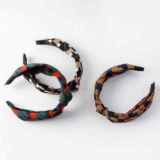 Turban/bờm nữ thắt nơ họa tiết caro