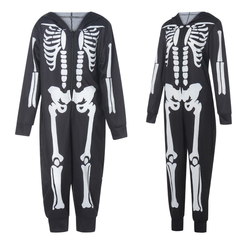 Bộ Đồ Ngủ Liền Thân Hình Bộ Xương Có Khóa Kéo Dành Cho Người Lớn Và Trẻ Em