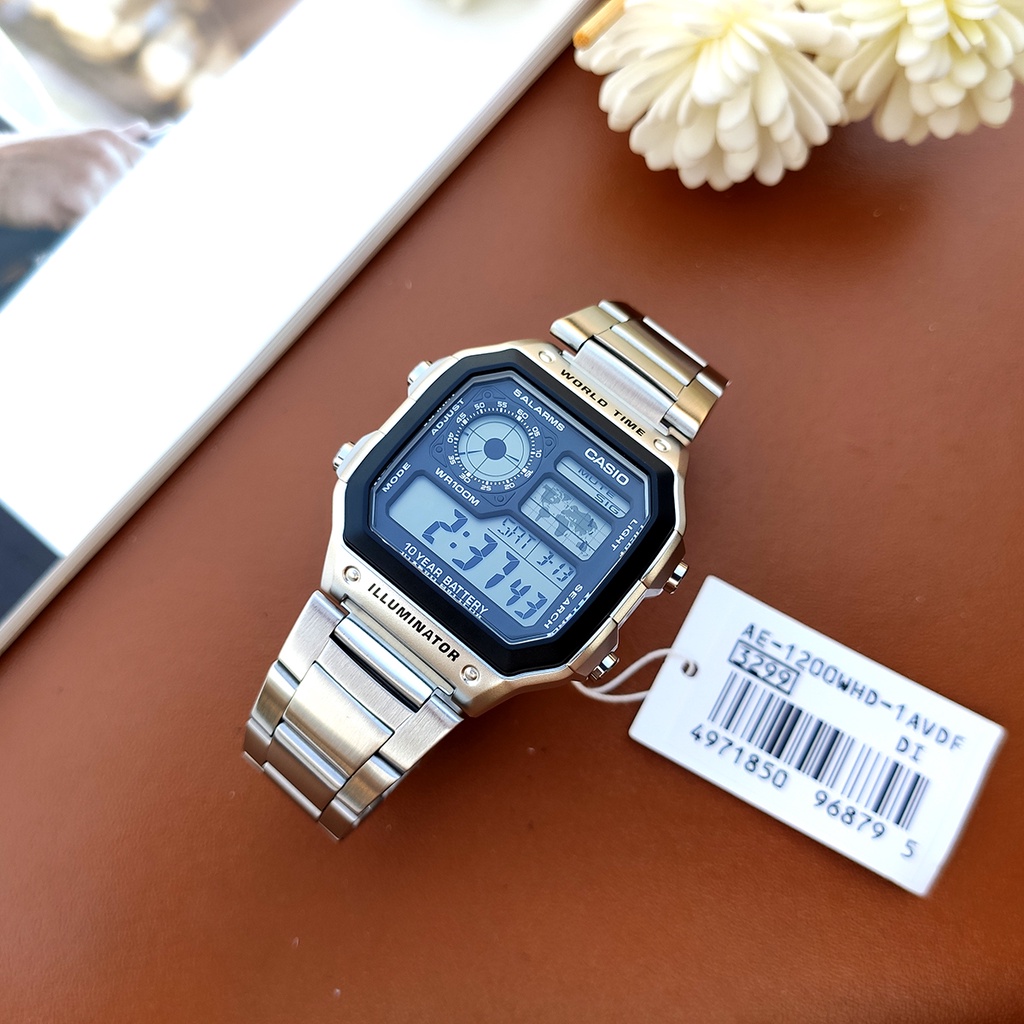 Đồng hồ nam Casio AE-1200WHD-1AVDF chống nước 100m dây đeo thép bảo hành 1 năm chính