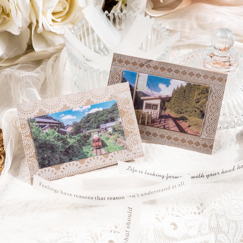 Set 30 Miếng Dán Giấy Họa Tiết Ren Hoa Phong Cách Vintage Dùng Trang Trí Sổ Tay/ Album Ảnh DIY