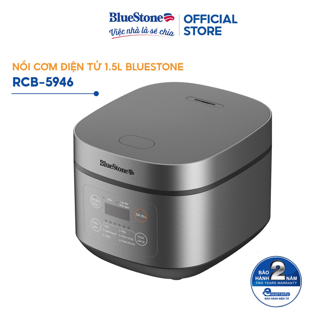 Nồi Cơm Điện Tử Bluestone RCB-5946, Công Suất 860W, Dung Tích 1,5L, Bảo Hành Chính Hãng 2 Năm