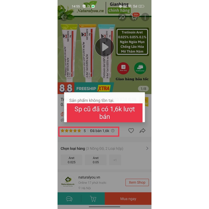 Tretinoin Aret Ấn Độ Dạng Gel 0.025 0.05 0.1 Chính Hãng Ngăn Ngừa Mụn Chống Lão Hóa Mờ Thâm Nám | Naturalyou.vn