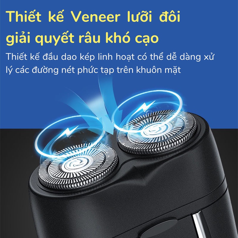 Máy Cạo Râu Máy Cạo Hai Lưỡi Siêu Nhỏ Gọn Tiện Lợi Đèn Led Akio