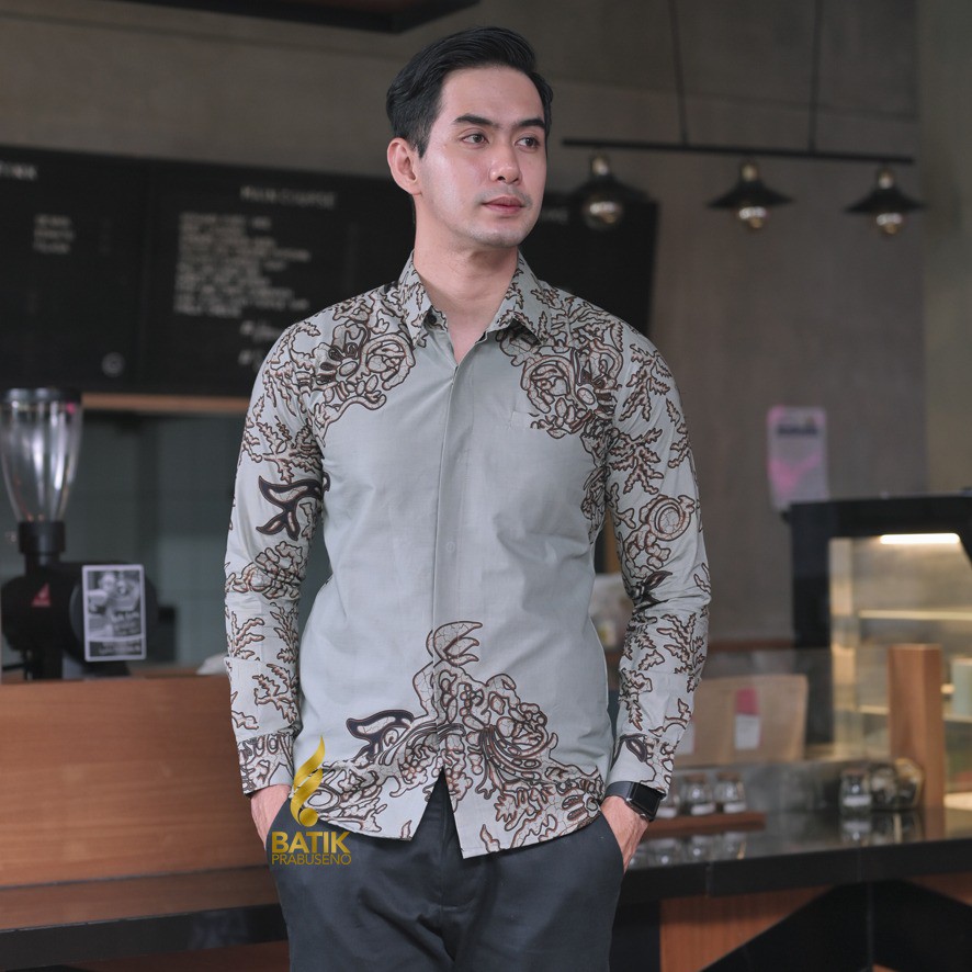 Thương Hiệu Prada Áo Sơ Mi Tay Dài Bằng Cotton Mỏng Vừa Vặn In Họa Tiết Pabuseno MODEL WIRAGUNA BATIK Mẫu Mới Nhất Hiện Đại Dành Cho Người Lớn
