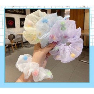Cột Tóc Vải Scrunchies ( Lưới Bi 7 Màu )