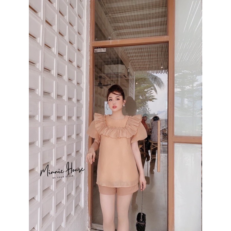 SET ÁO BÈO SHORT TRẮNG - KEM ĐẬM