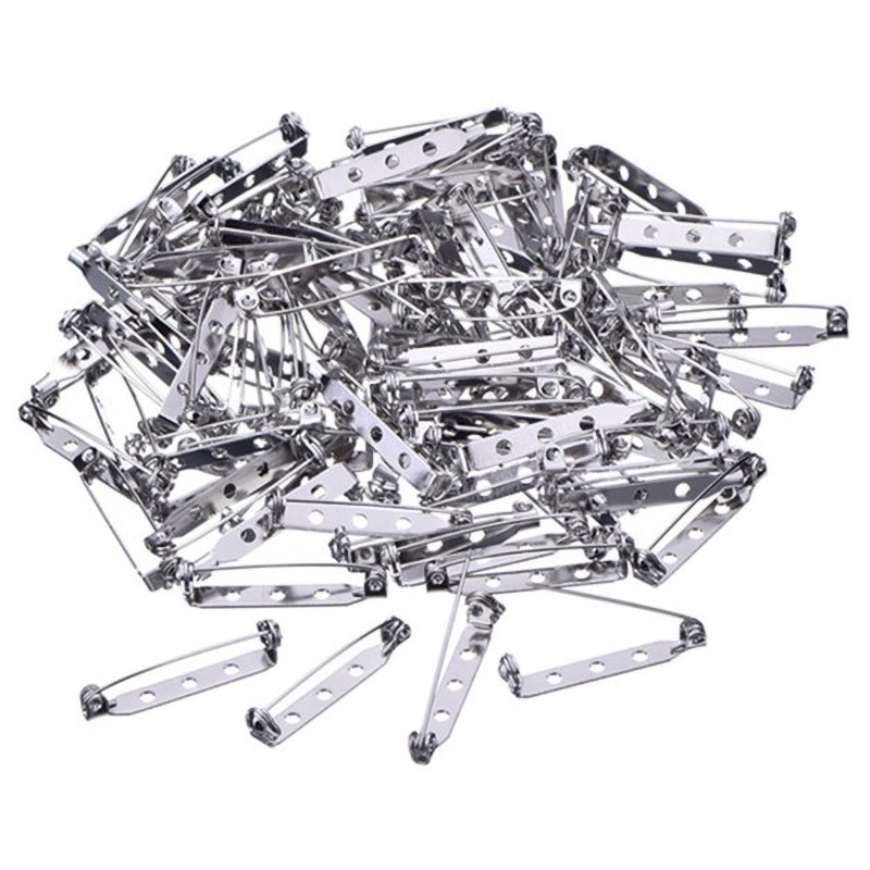 Set 10 Ghim Cài Áo 4 Kích Thước 20 mm 25 mm 32 mm Và 38 mm YR Màu Bạc