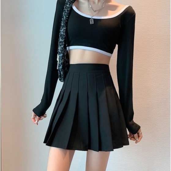 Chân váy NZN dáng chữ A lưng cao màu trơn phong cách Hàn Quốc xinh xắn thời trang