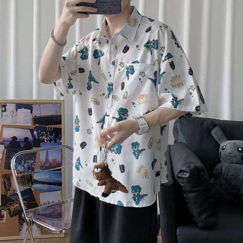 Áo sơ mi tay lỡ from rộng Unisex ( ẢNH THẬT Ở CUỐI )